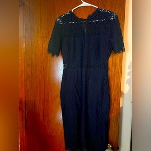 Lulus size M navy blue lace mid length dress